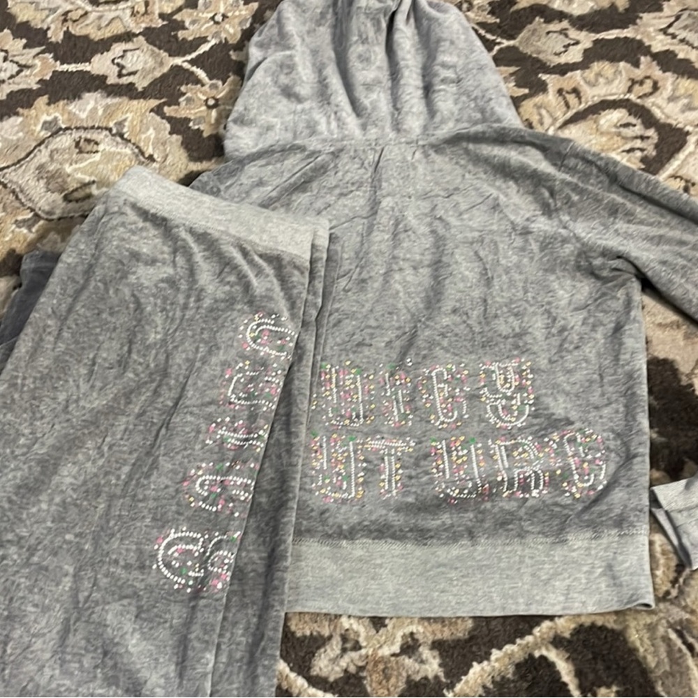 Juicy Couture Gray Track Pants with Rhinestone Detail